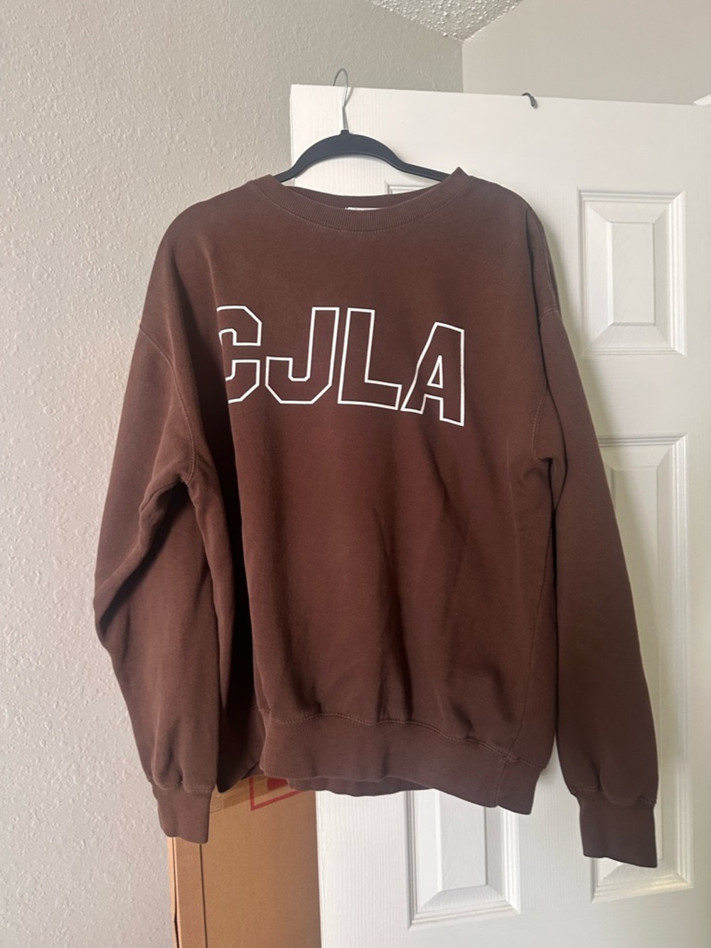 Carly Jean Los Angeles Brown Crewneck with White CJLA Outline